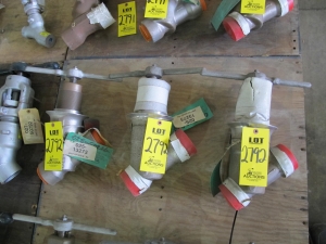 LOT (3) TO INCLUDE: VALVE, GLOBE TYPE, 2" SIZE, 600 LB, 1030 LB/650 DEGREE F RATING, 316 SS MATERIAL, BUTT WELD CONNECTIONS, SA182 SPECIFICATION, SCREWED YOKE STYLE, HARD FACED SEAT AND DISC, INCONEL DIAPHRAGM TRIM, PACKING SOFTGOODS, T-HANDLE OPERATOR. PAINT CODE N, PART # SC-D-9909X01-BW4-(2), (2) VALVE, GLOBE TYPE, 2" SIZE, 600 LB, 1030 LB/650 DEGREE F RATING, 316 SS MATERIAL, SOCKET WELD CONNECTIONS, SA182 SPECIFICATION, HARD FACED SEAT AND DISC, INCONEL DIAPHRAGM TRIM. PAINT CODE N, PART # SC-D-9909X01-(3) (W-51) LOADING & HANDLING FEE $15-